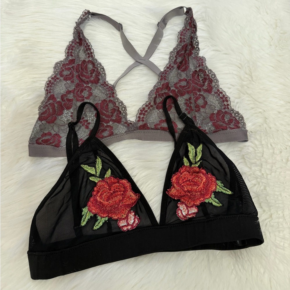 Two! Floral Lace Bralette Sz S/M